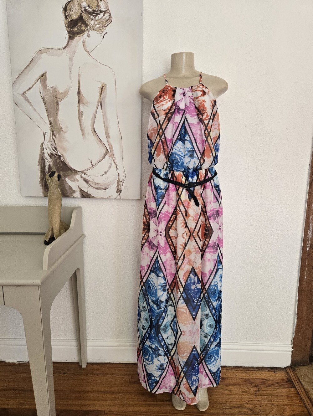 NWT Women's Lily Rose Long Beach Multicolored Dress Size Medium